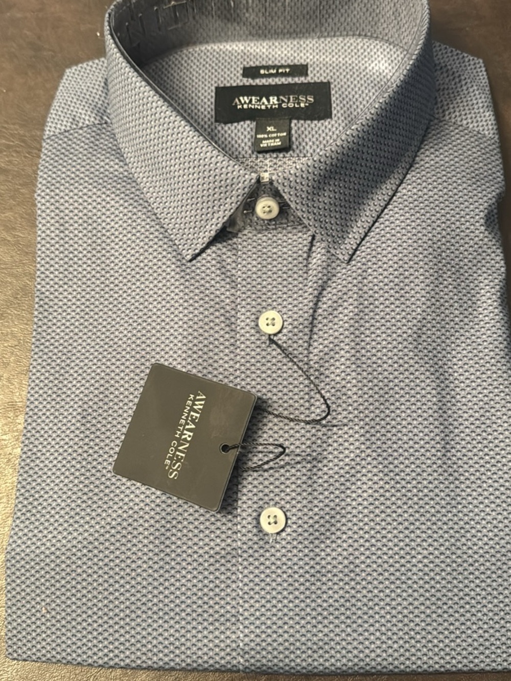 Kenneth Cole Light Blue Textured Dress Shirt